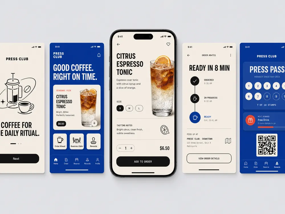 PRESS CLUB · Coffee Ordering · UI/UX