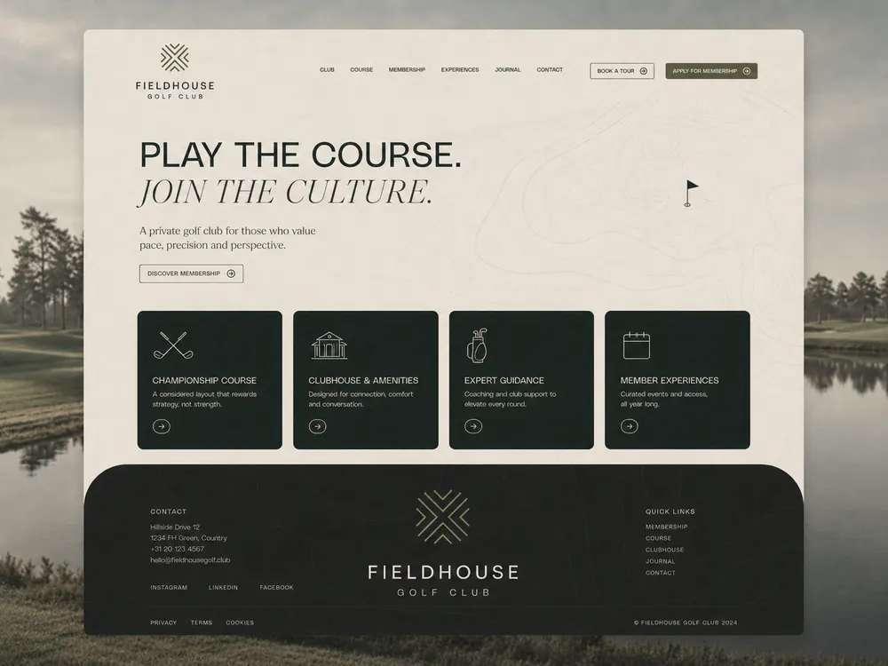 FIELDHOUSE · Golf Club · Website